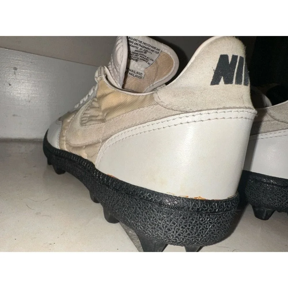 VTG Nike Land Shark Shoes‎ Cleats Mens 9 Baseball White 860305 PA Nylon Cream